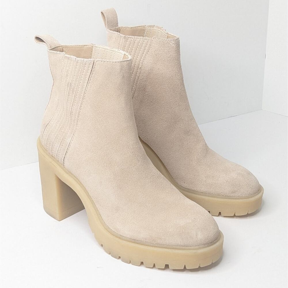 Dolce Vita Celia Block Heel Boots, Taupe Suede, Women's 10